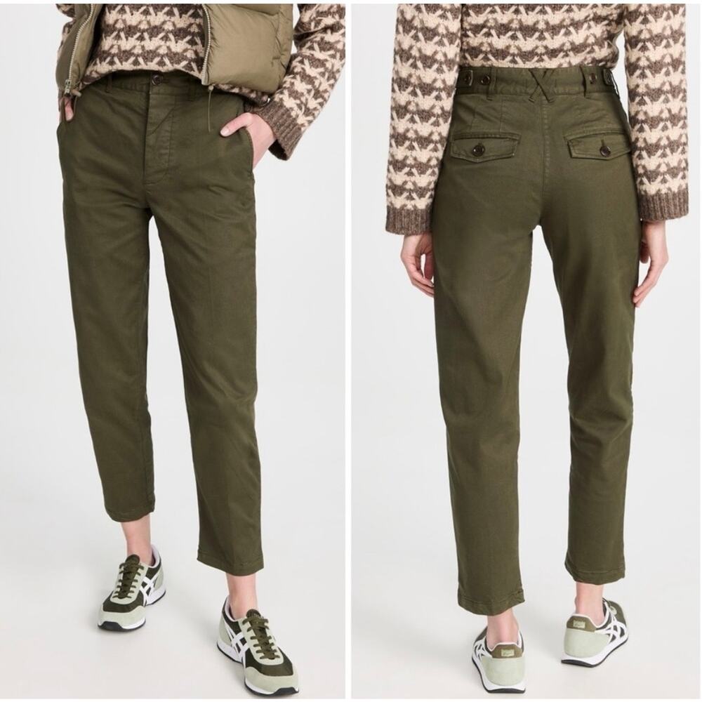 Alex Mill Boyish Chino Adjustable Waist Straight Leg Pants Military Olive Size 8